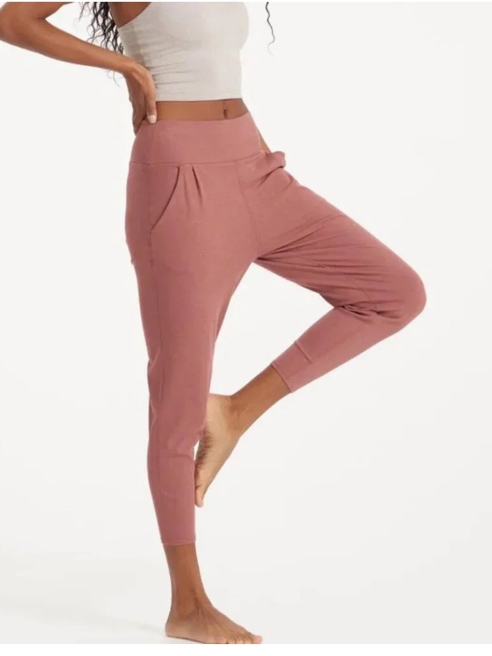 Vuori Pose At Ease Pant Ultra Soft Performance Rib Mid Rise Rosewood Heather szM